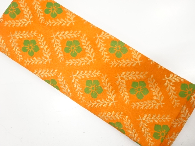 金糸　菱に桔梗模様織り出し　踊り帯